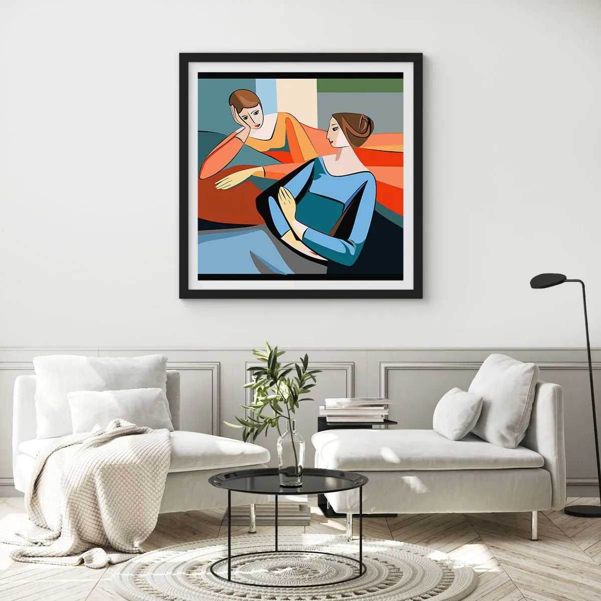 Affiche dans un cadre noir - Poster - Un moment de confiance - 40x40 cm