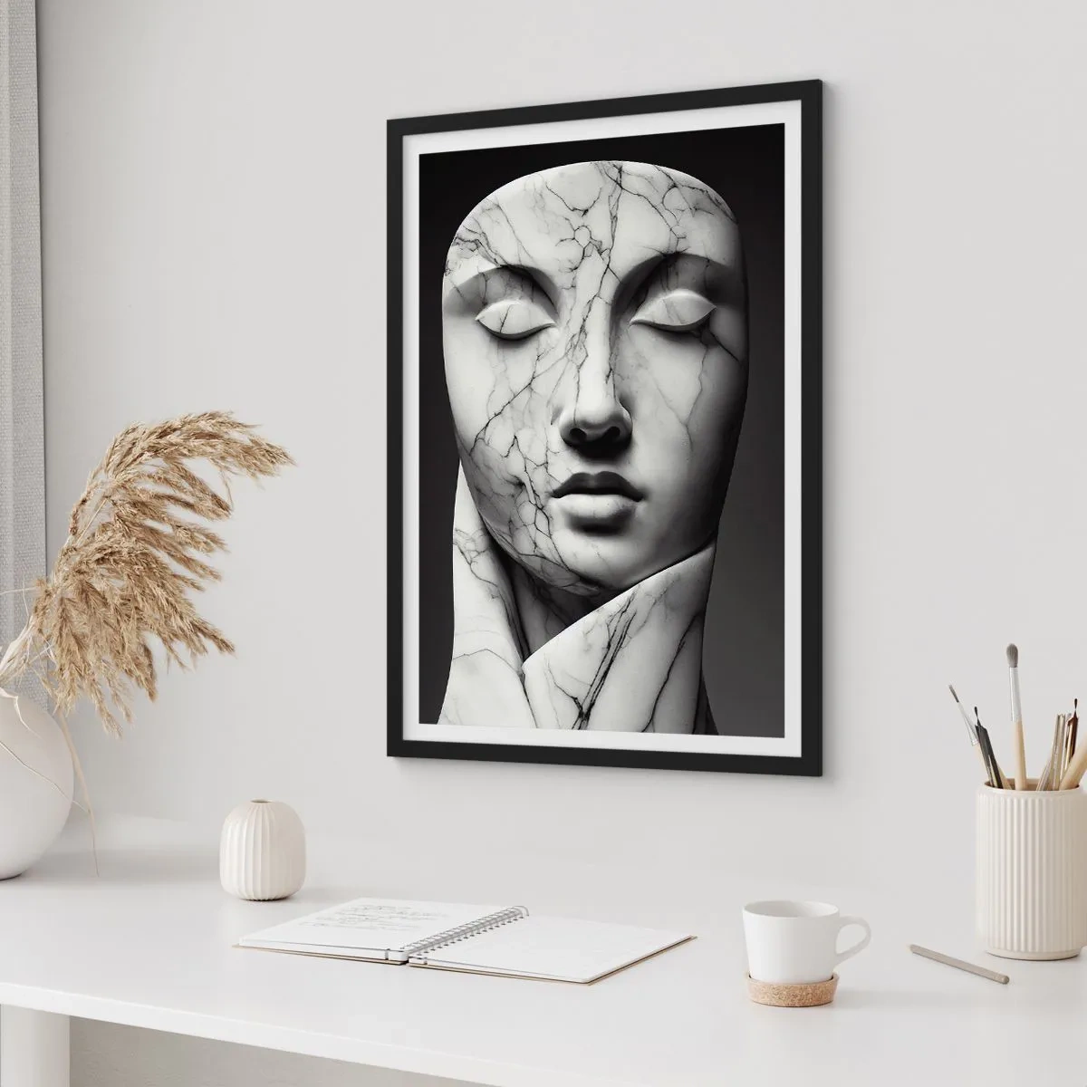 Affiche dans un cadre noir - Poster - Marmurowe kształty - 30x40 cm