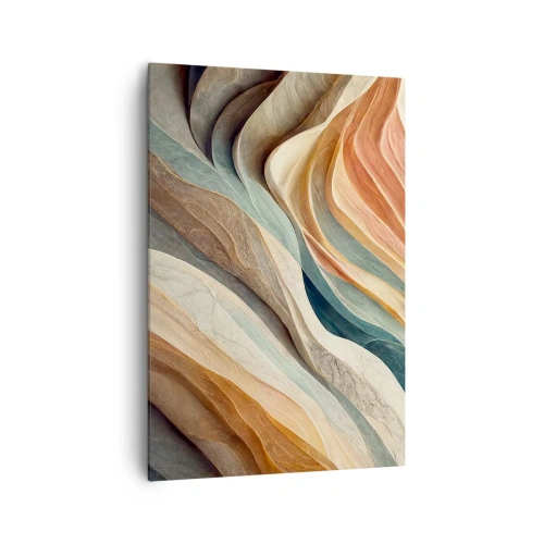 Impression sur toile - Image sur toile - Vagues abstraites aux tons pastel - 70x100cm - Le moment avant le changement - Décoration murale moderne pour le salon et la chambre ARTTOR