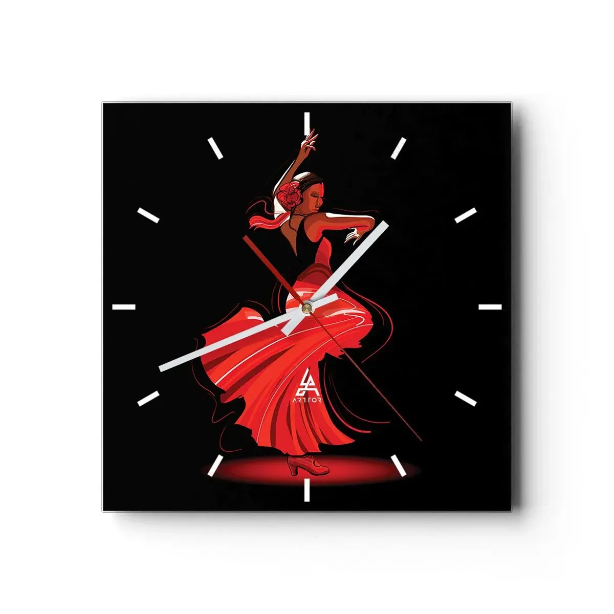 Horloge murale - Pendule murale - L'esprit fougueux du flamenco - 40x40 cm