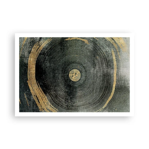 Affiche - Poster - Cercles concentriques avec des accents dorés - 100x70cm - Changement et persistance - Décoration murale moderne pour le salon et la chambre ARTTOR