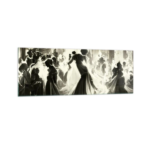 Impression sur verre - Image sur verre - Boule de style rétro en noir et blanc - 140x50cm - La grande mascarade - Décoration murale moderne pour le salon et la chambre ARTTOR