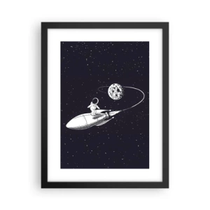 Affiche dans un cadre noir - Poster - Surfeur de l'espace - 30x40 cm