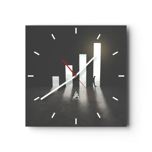 Horloge murale - Pendule murale - Croissance symbolique sous forme de passages éclairés par la lumière - 30x30cm - Succès – impression - Décoration murale moderne pour le salon et la chambre ARTTOR