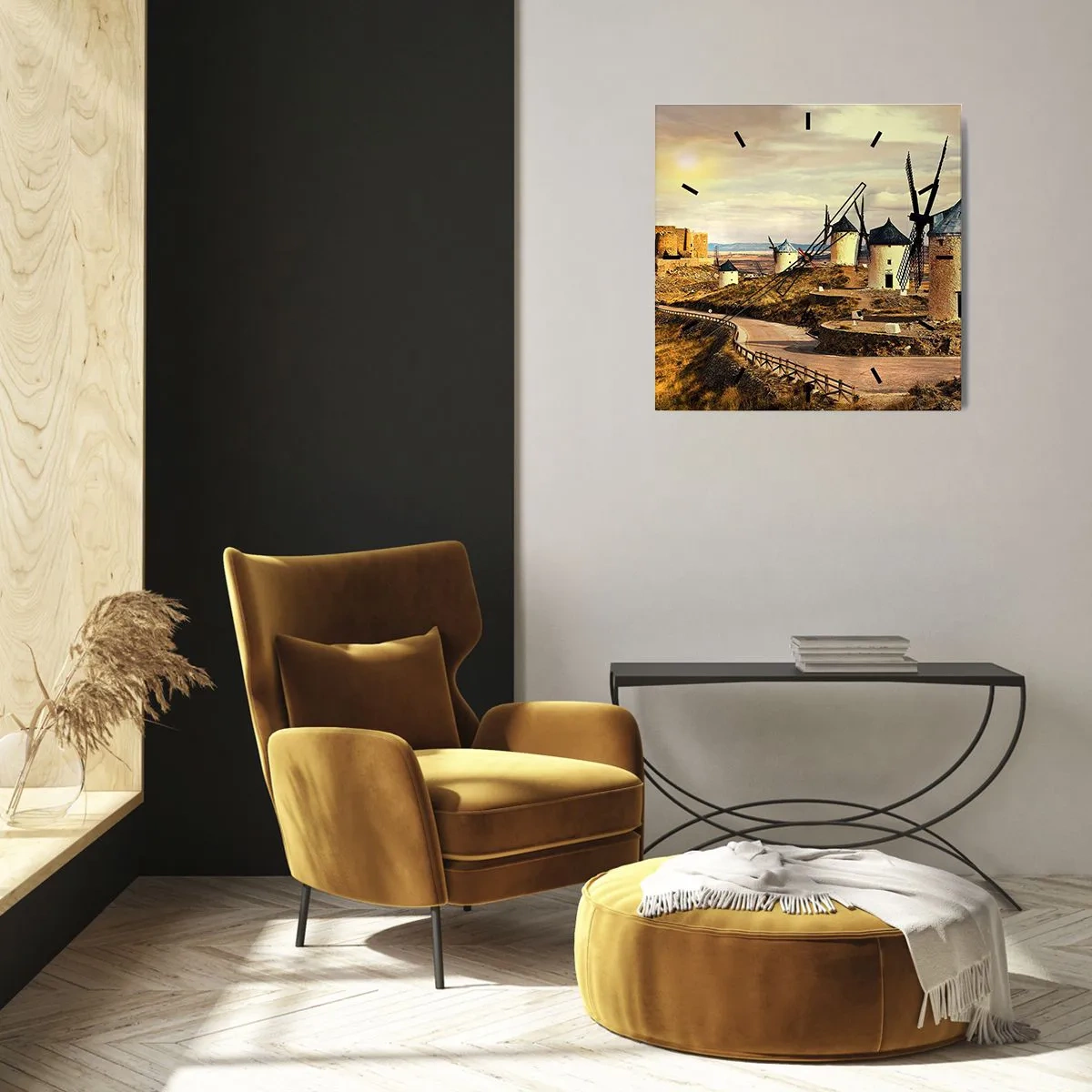 Horloge murale - Pendule murale - Don Quichotte est sur le point d'arriver - 30x30 cm