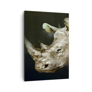 Impression sur toile - Image sur toile - Portrait d'un rhinocéros sous une forme artistique - 50x70cm - La force vraiment masculine - Décoration murale moderne pour le salon et la chambre ARTTOR