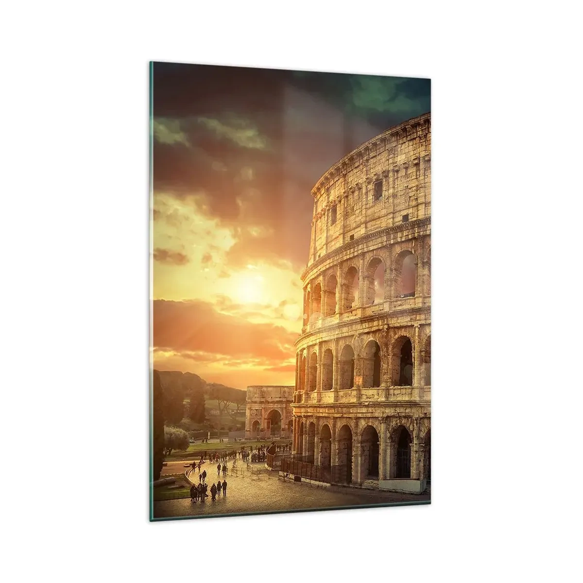 Impression sur verre - Image sur verre - Le Colisée de Rome au coucher du soleil - 80x120cm - Une impression colossale - Décoration murale moderne pour le salon et la chambre ARTTOR