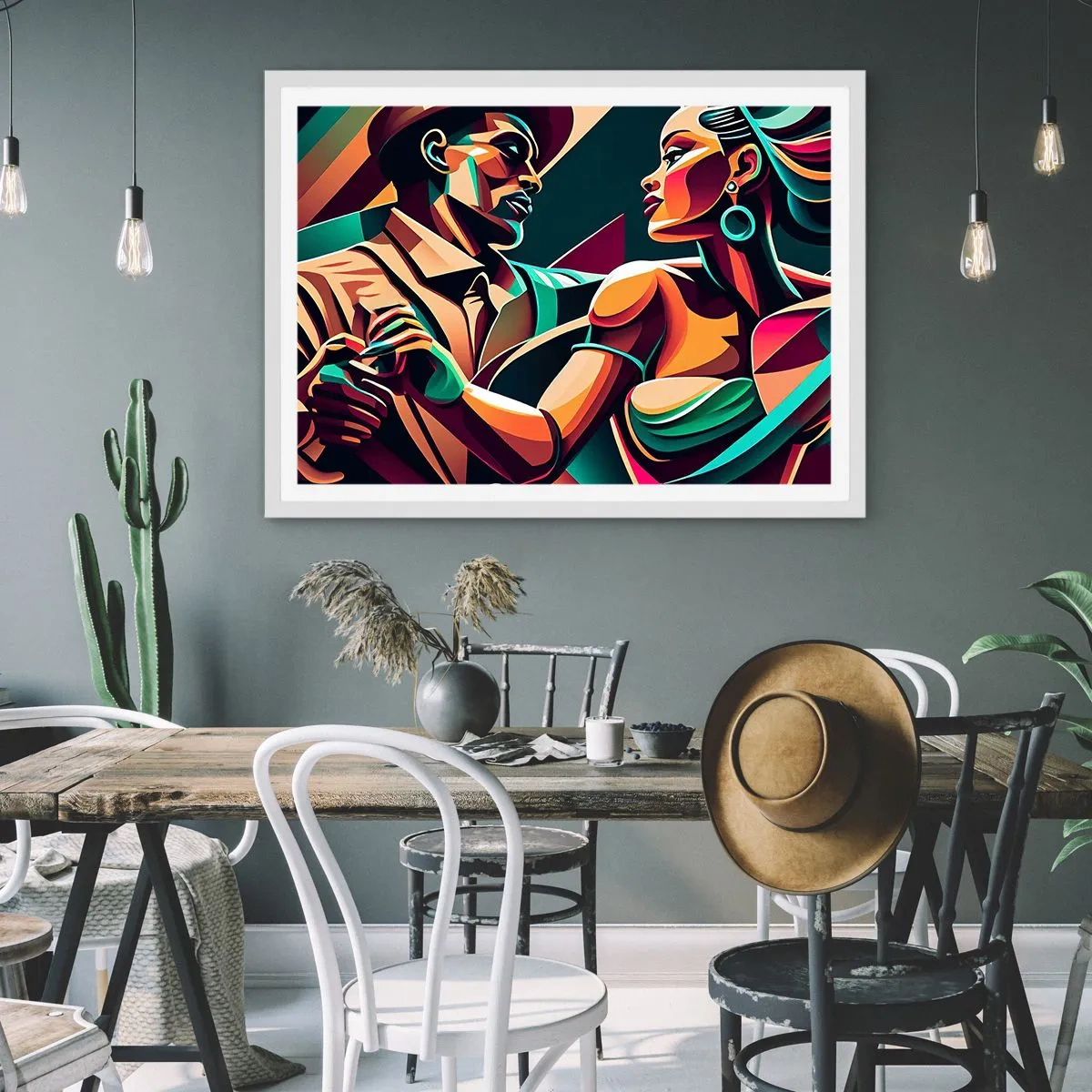 Affiche dans un cadre blanc - Poster - Au rythme du coeur - 91x61 cm