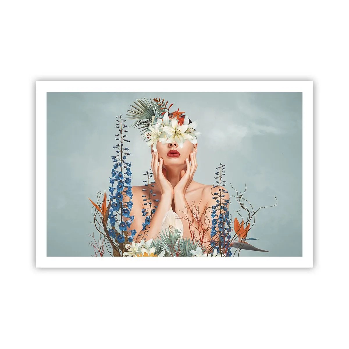 Affiche - Poster - Femme - fleur - 91x61 cm