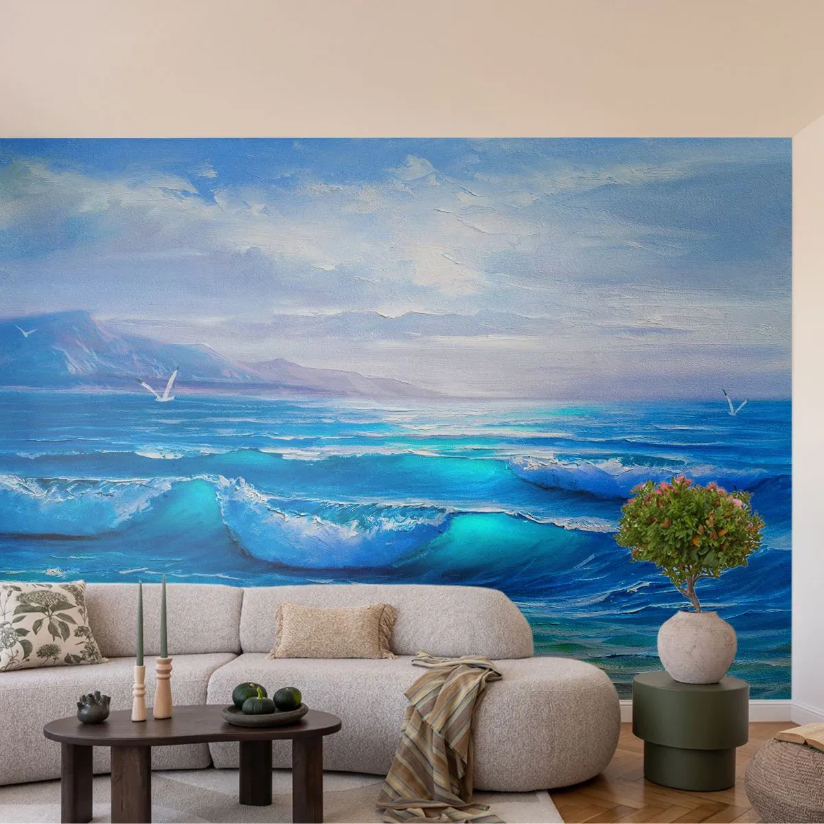 Papier Peint Photo Standard Eco - Il apporte un soulagement - Abstraction, Mer, Graphique - 400x280 cm