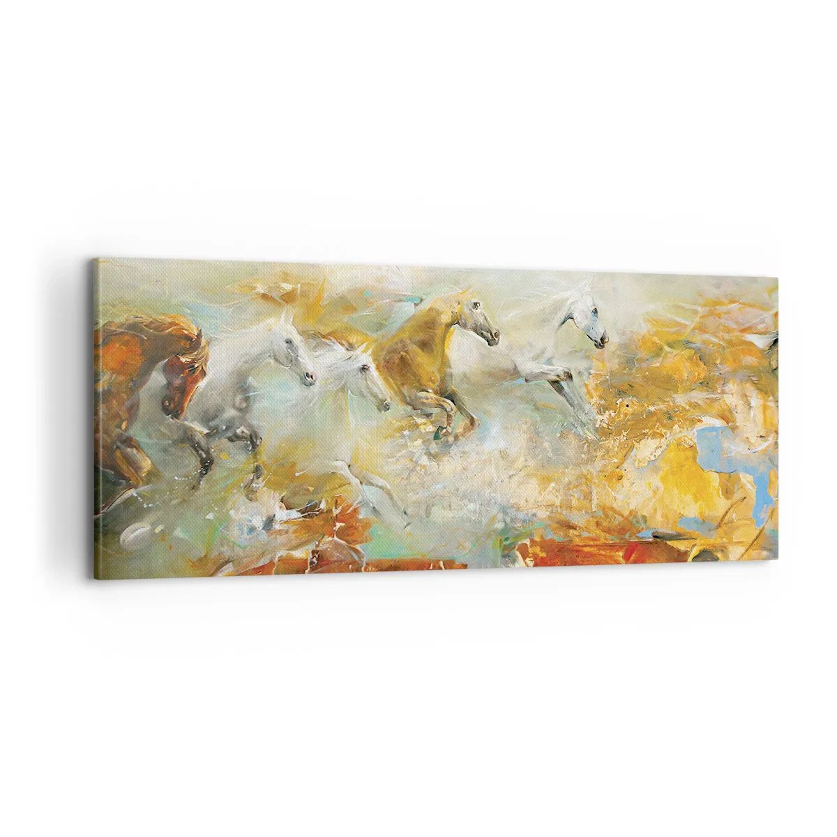 Impression sur toile - Image sur toile - Au galop vers la lumière - 100x40 cm