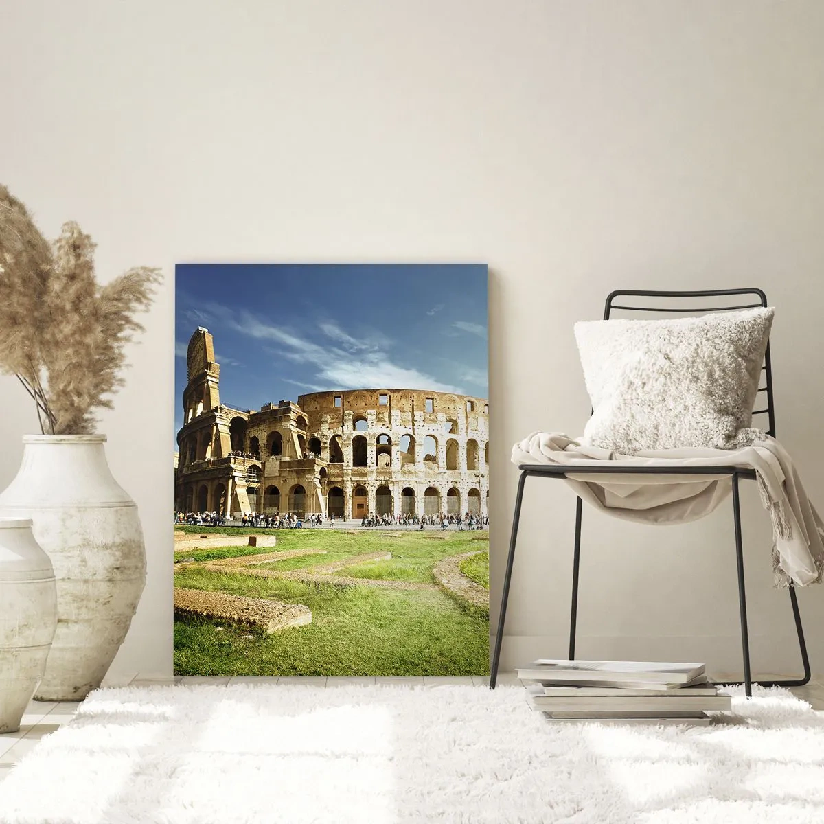 Impression sur verre - Image sur verre - Le Colisée de Rome illuminé par le soleil - 50x70cm - On entend encore la détonation de l'arme - Décoration murale moderne pour le salon et la chambre ARTTOR