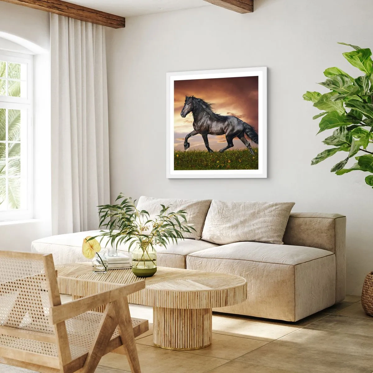 Affiche dans un cadre blanc - Poster - Livres noirs - 50x50 cm