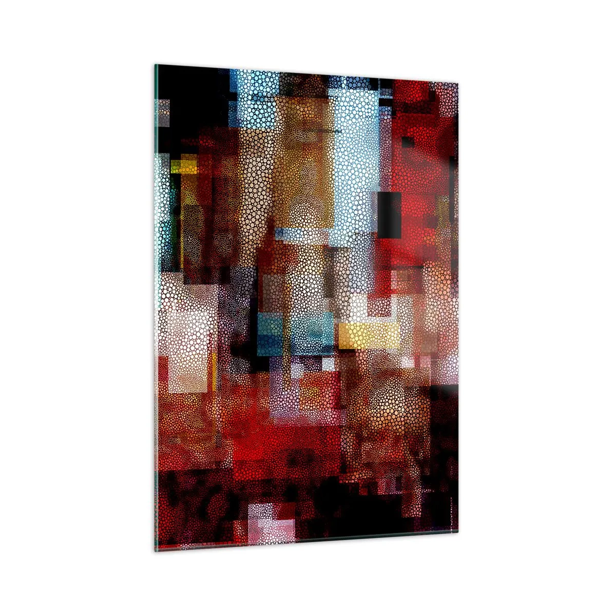 Impression sur verre - Image sur verre - Composition géométrique abstraite dans les tons de rouge - 50x70cm - Mélange de confusions - Décoration murale moderne pour le salon et la chambre ARTTOR