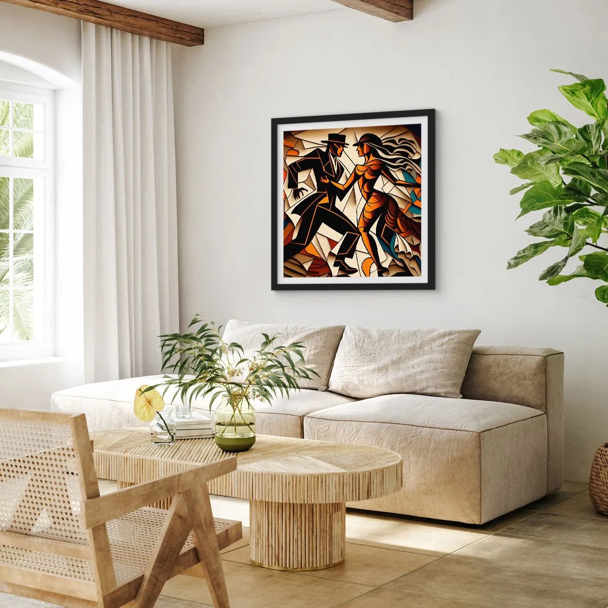 Affiche dans un cadre noir - Poster - Danse de passion et de volupté - 50x50 cm