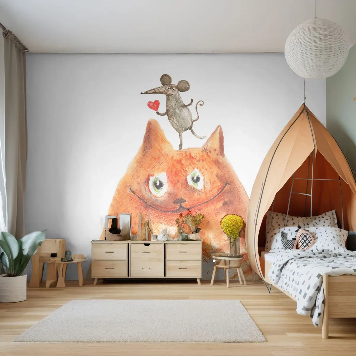Papier Peint Photo Standard Eco - Amour paradoxal - Pour les enfants, Souris, Chat - 250x175 cm