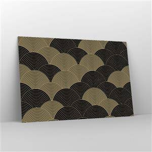 Impression sur verre - Image sur verre - Demi-cercles dorés selon un motif japonais régulier - 120x80cm - Unité dans la multiplicité - Décoration murale moderne pour le salon et la chambre ARTTOR