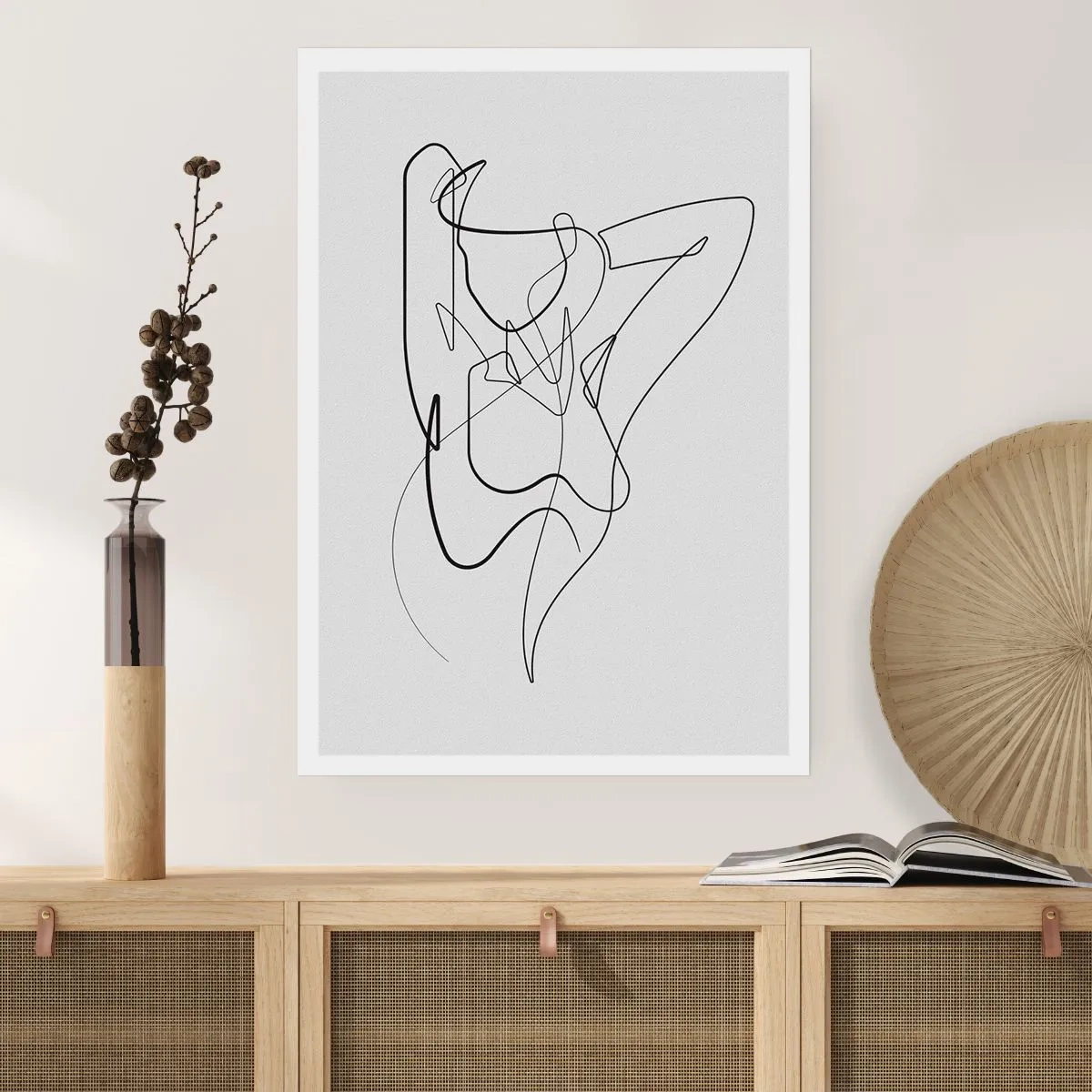 Affiche - Poster - Ligne abstraite d'une silhouette féminine sur fond clair - 50x70cm - Vraiment, tu es comme ça... - Décoration murale moderne pour le salon et la chambre ARTTOR