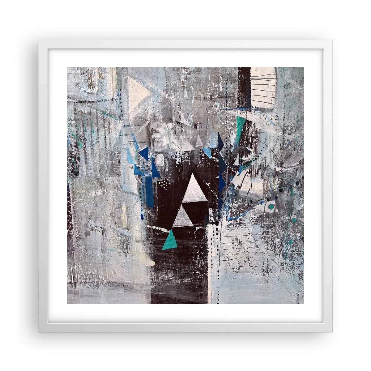 Affiche dans un cadre blanc - Poster - Ordre prioritaire des triangles - 50x50 cm