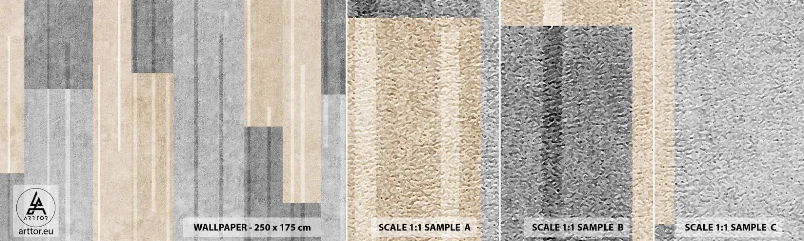 Échantillon de Papier Peint Autocollant Deluxe Sticker - Composition : se tenir droit - Abstraction, Lignes, Pastel - 100x30 cm