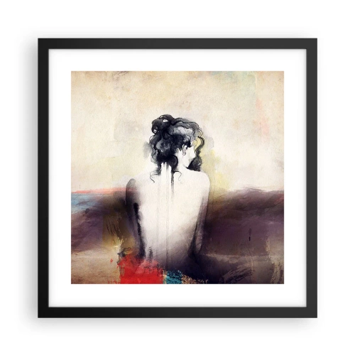 Affiche dans un cadre noir - Poster - Lignes lisses, formes ovales - 40x40 cm