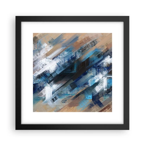 Affiche dans un cadre noir - Poster - Diagonale de bleus - 30x30 cm