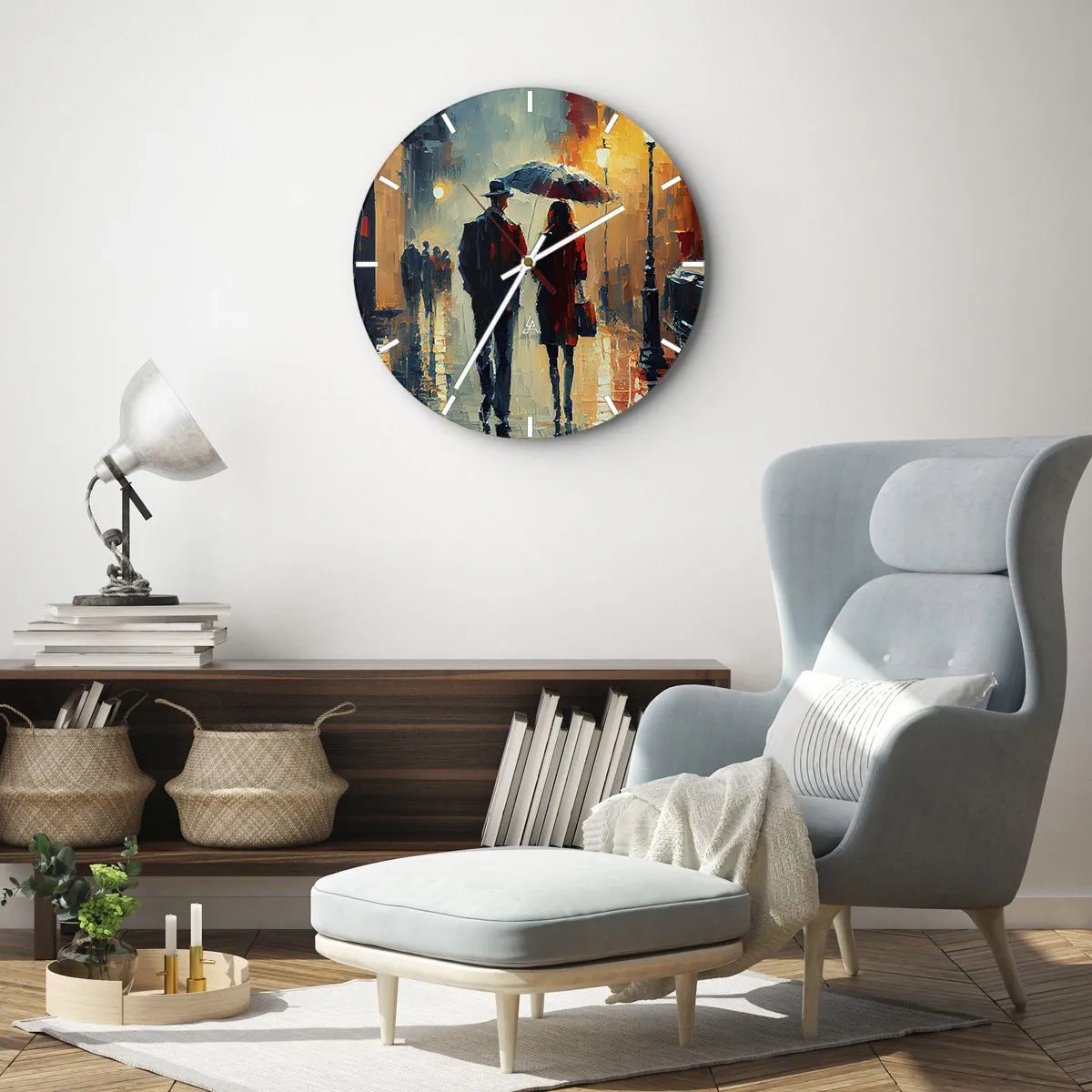 Horloge murale - Pendule murale - Histoire d'amour urbaine - 40x40 cm
