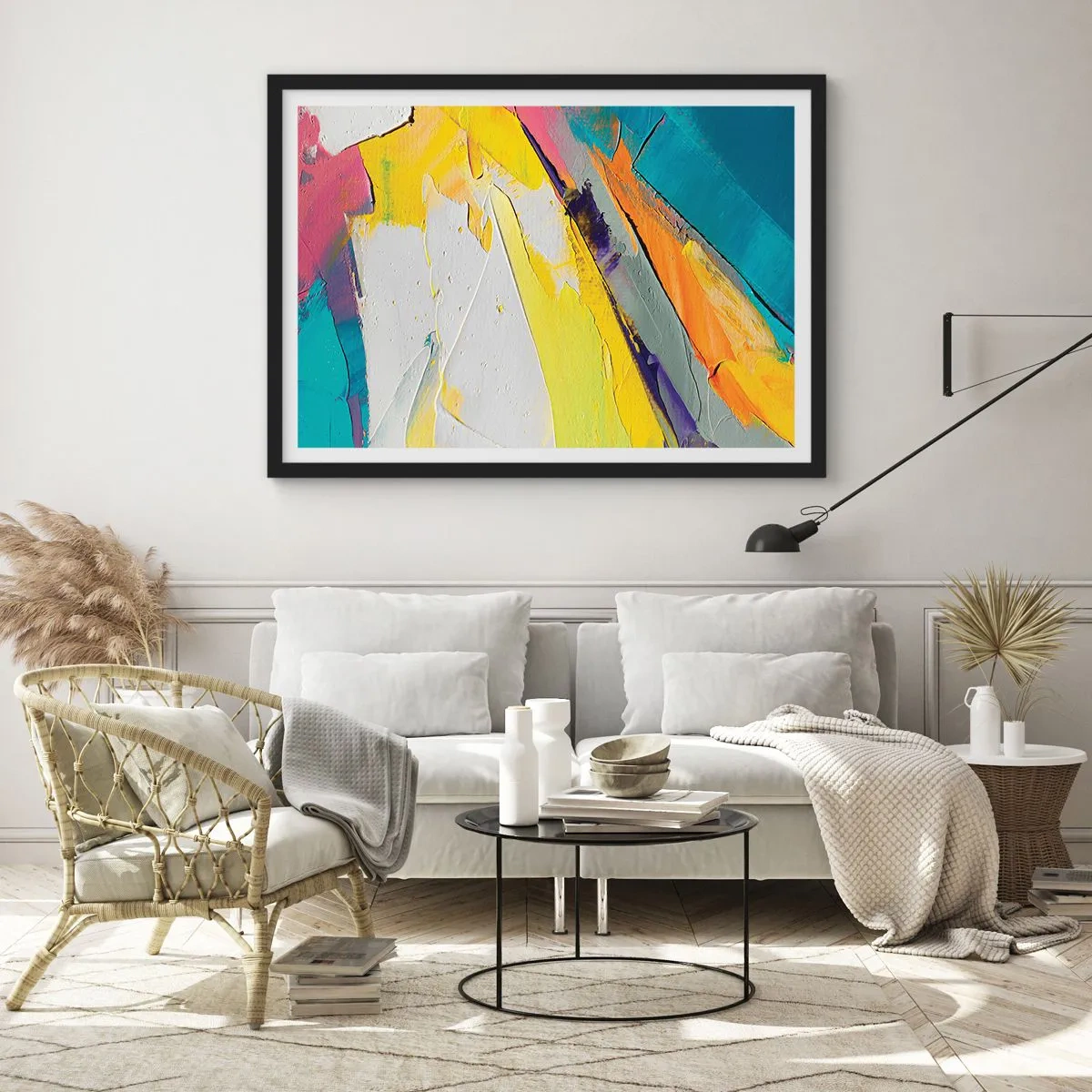 Affiche dans un cadre noir - Poster - Une composition abstraite aux couleurs intenses - 100x70cm - Anatomie du monde - Décoration murale moderne pour le salon et la chambre ARTTOR