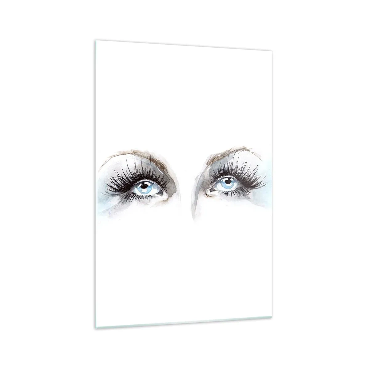 Impression sur verre - Image sur verre - Aquarelle aux yeux bleus et aux accents délicats - 70x100cm - Yeux d'ange? - Décoration murale moderne pour le salon et la chambre ARTTOR