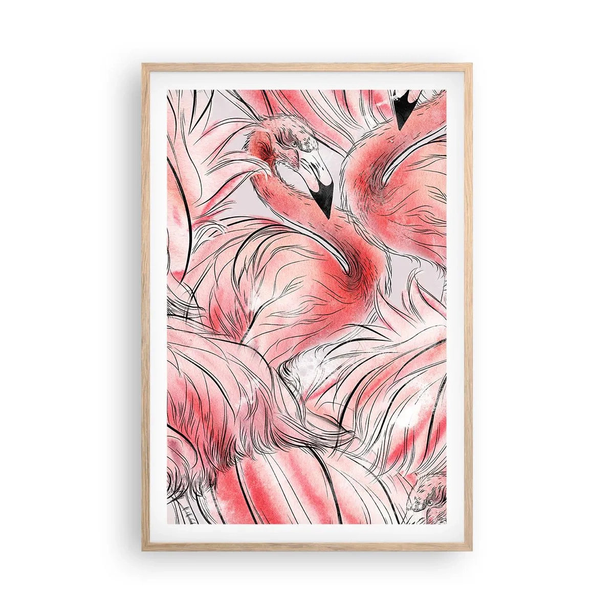 Affiche dans un chêne clair - Poster - Oiseau corps de ballet - 61x91 cm