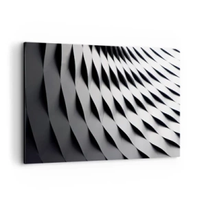 Impression sur toile - Image sur toile - Motif géométrique abstrait dans des tons de noir et blanc - 120x80cm - A la surface des vagues - Décoration murale moderne pour le salon et la chambre ARTTOR