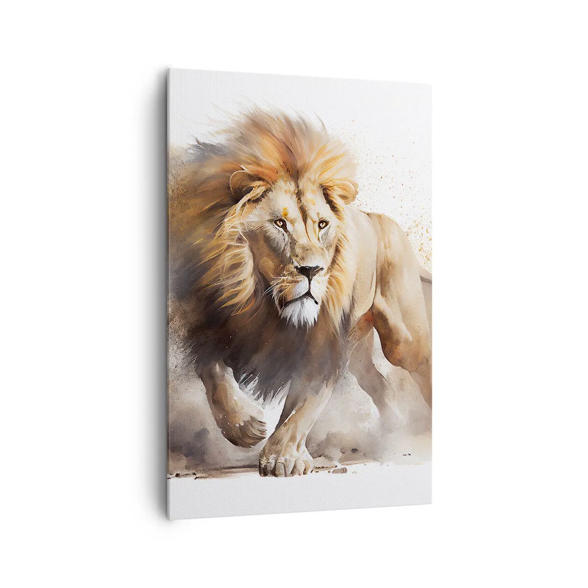 Impression sur toile - Image sur toile - Un portrait dynamique d'un lion aux couleurs naturelles. - 80x120cm - Le roi bougea - Décoration murale moderne pour le salon et la chambre ARTTOR
