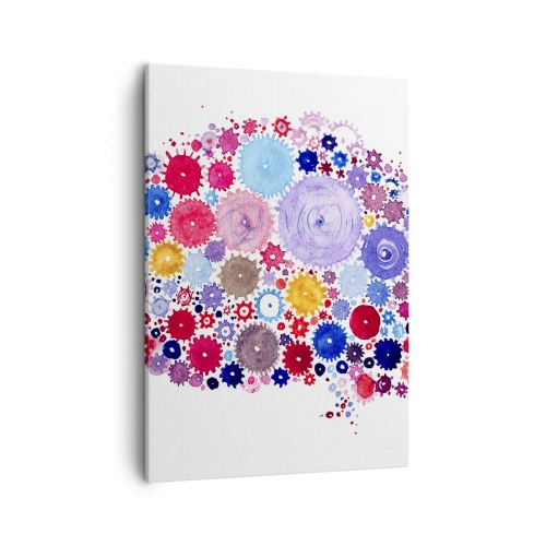 Impression sur toile - Image sur toile - Cerveau abstrait coloré avec un motif floral - 50x70cm - La machine la plus parfaite de la nature - Décoration murale moderne pour le salon et la chambre ARTTOR