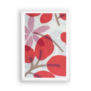 Affiche dans un cadre blanc - Poster - Composition florale dans les roses - 61x91 cm