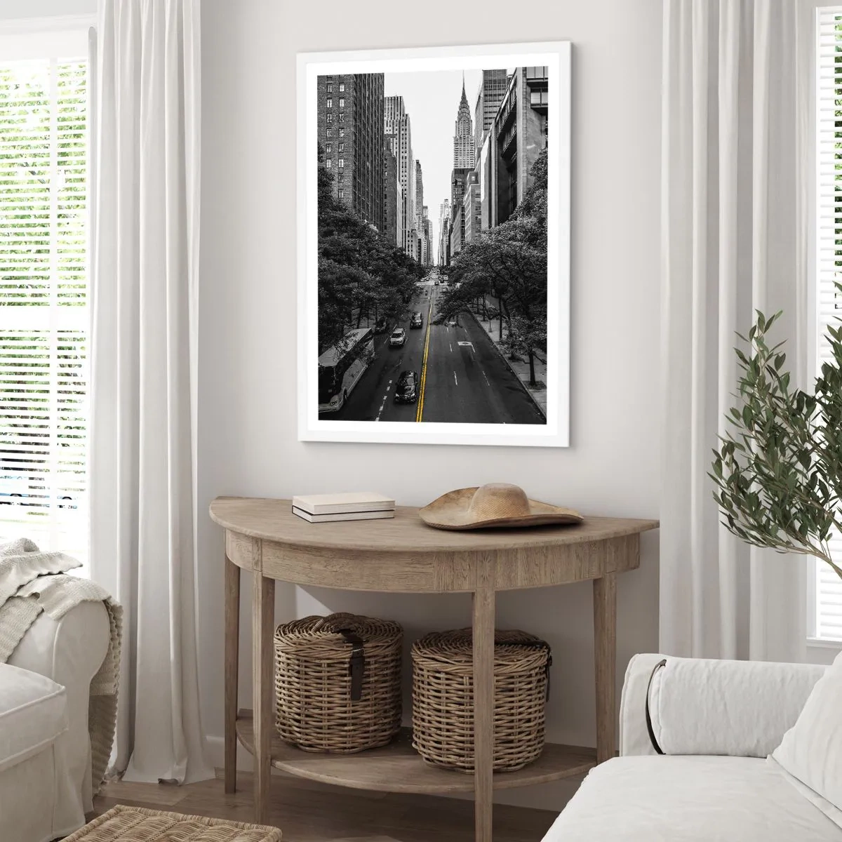 Affiche dans un cadre blanc - Poster - Matin new-yorkais - 70x100 cm