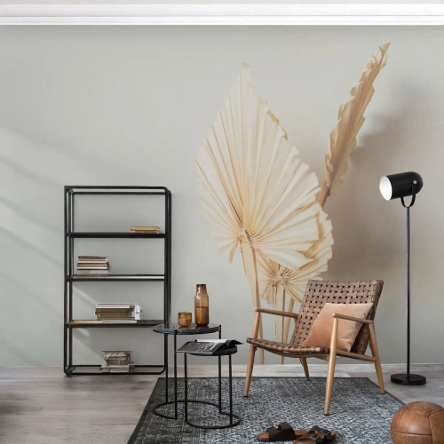 Papier Peint Photo Premium Canvas - Quand tu dois t’apaiser - Brillant, Minimalisme, Feuille - 350x256 cm