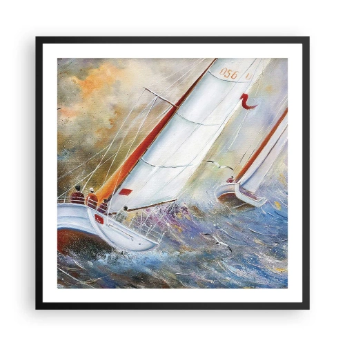 Affiche dans un cadre noir - Poster - Concourir sur les vagues - 60x60 cm