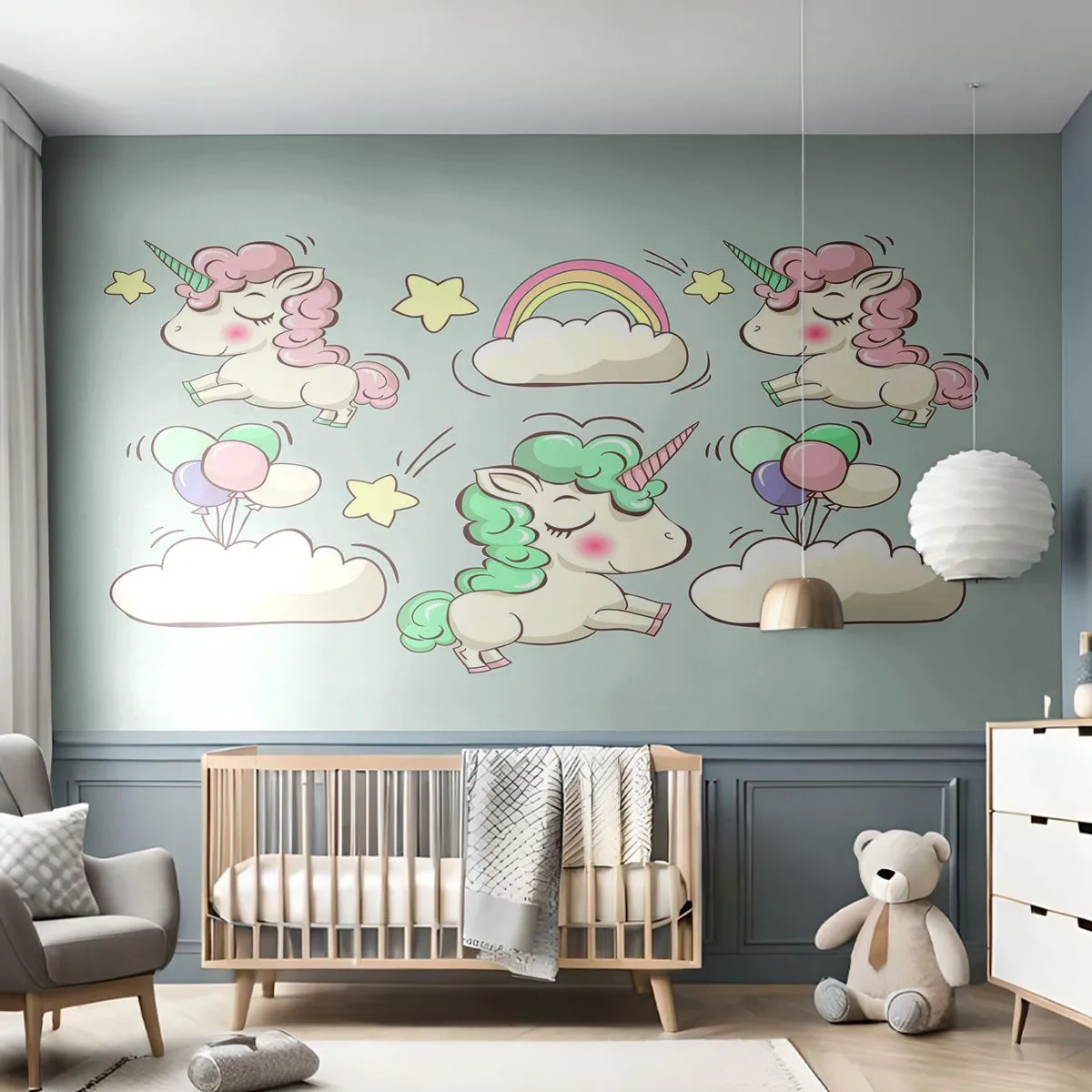 Papier Peint Photo Premium Canvas - Ils existe, c'est sûr… - Pour les enfants, Licorne, Conte de fées - 250x175 cm