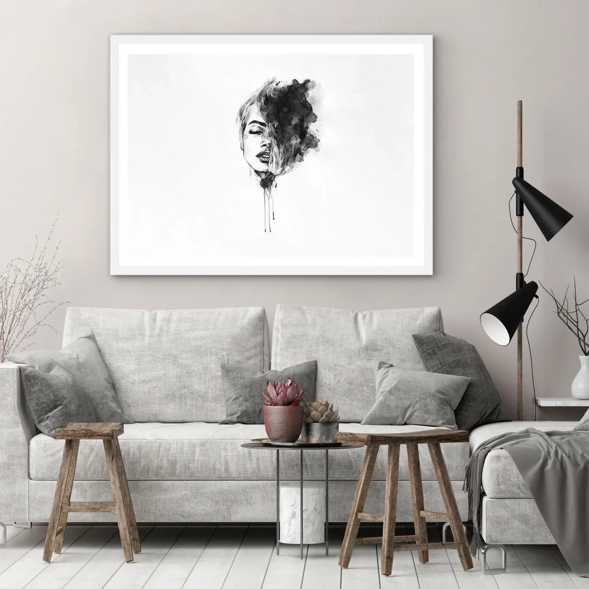 Affiche dans un cadre blanc - Poster - De quoi rêve la fille - 40x30 cm