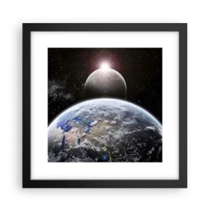 Affiche dans un cadre noir - Poster - Paysage cosmique - lever de soleil - 30x30 cm