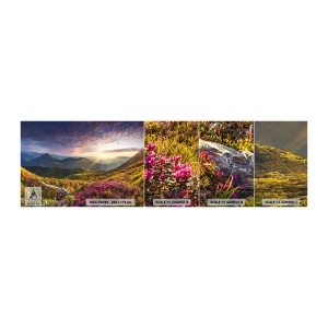 Échantillon de Papier Peint Autocollant Deluxe Sticker - Fraîcheur matinale en montagne - Paysage, Montagnes, Fleurs - 100x30 cm