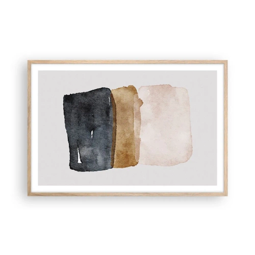 Affiche dans un chêne clair - Poster - Composition de couleurs de la terre - 91x61 cm