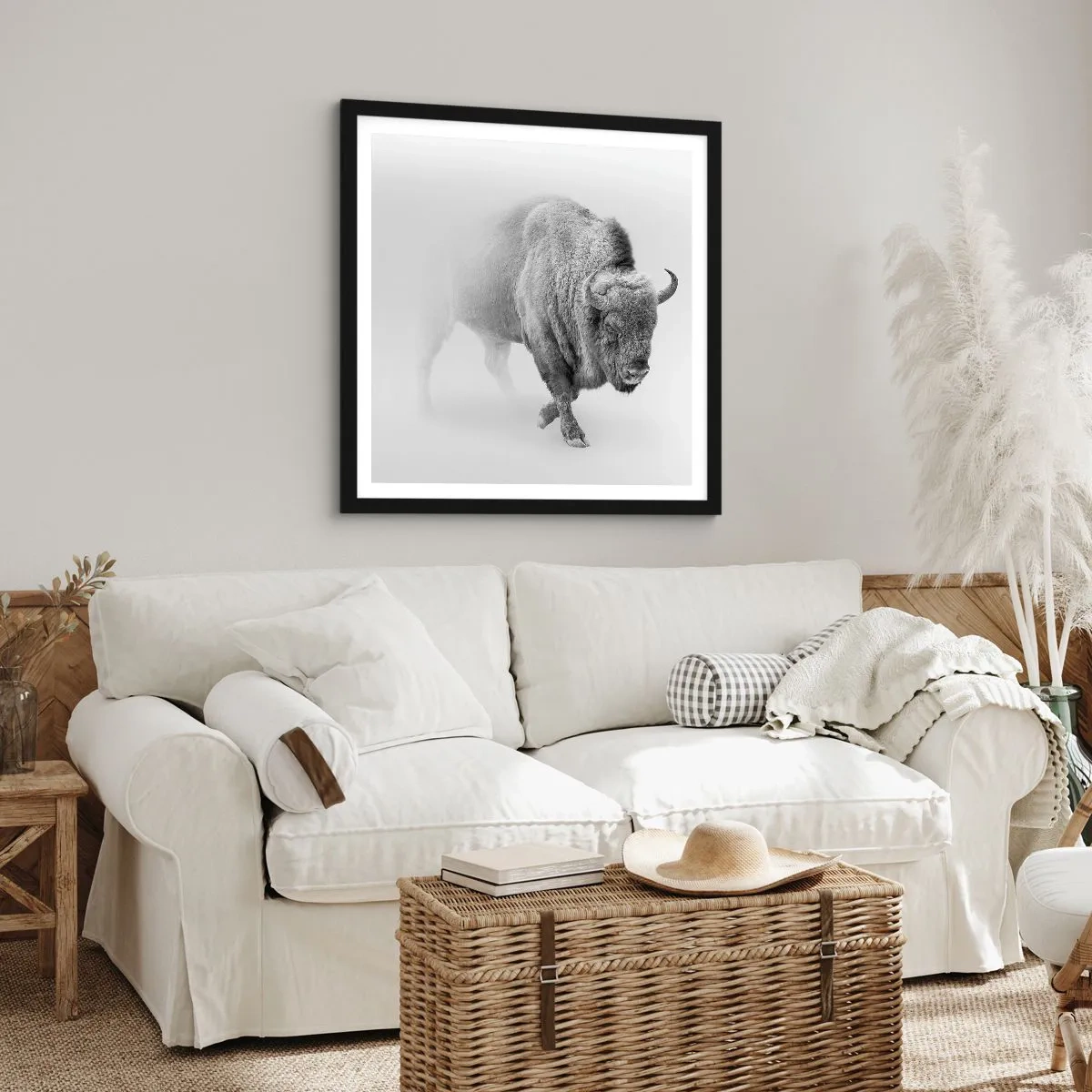 Affiche dans un cadre noir - Poster - Roi de la prairie - 50x50 cm