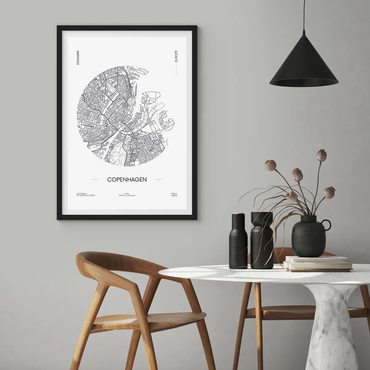 Affiche dans un cadre noir - Poster - Anatomie de Copenhague - 61x91 cm