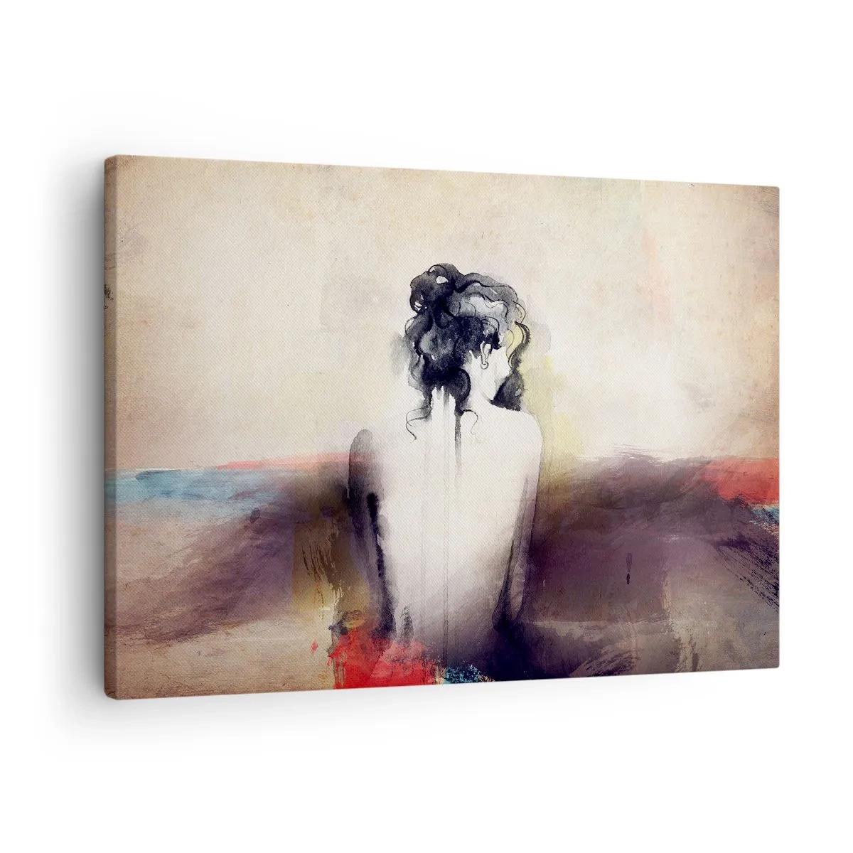 Impression sur toile - Image sur toile - Un portrait subtil d'une femme dans un style artistique - 70x50cm - Lignes lisses, formes ovales - Décoration murale moderne pour le salon et la chambre ARTTOR