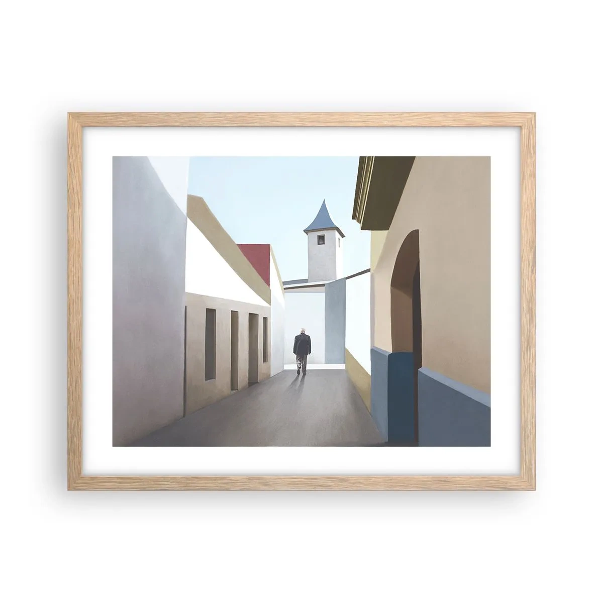 Affiche dans un chêne clair - Poster - Une promenade ensoleillée - 50x40 cm