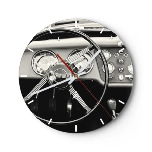 Horloge murale - Pendule murale - Cockpit de voiture vintage dans un ton sépia rétro - 30x30cm - Rêve de collectionneur - Décoration murale moderne pour le salon, la cuisine et la chambre ARTTOR