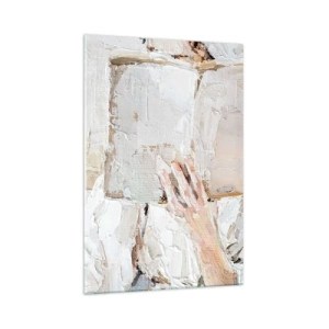 Impression sur verre - Image sur verre - Une peinture impressionniste d'une main tenant un livre ouvert. - 70x100cm - Dans un autre monde - Décoration murale moderne pour le salon et la chambre ARTTOR