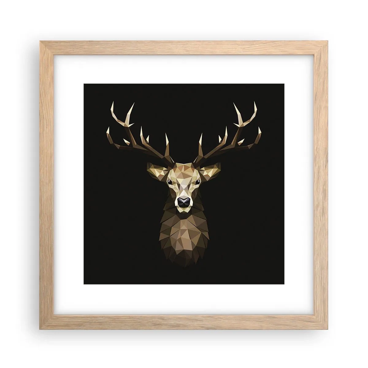 Affiche dans un chêne clair - Poster - Cerf cubique - 30x30 cm