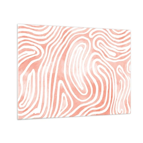 Impression sur verre - Image sur verre - Motif abstrait dans les tons blancs et corail - 70x50cm - Dans le labyrinthe de corail - Décoration murale moderne pour le salon et la chambre ARTTOR